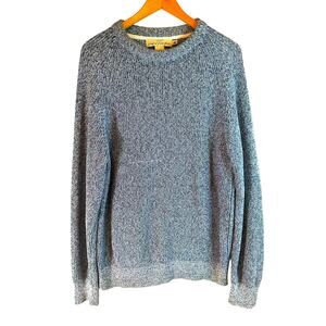 H&M LOGG Mens 100% Cotton Crew Neck Knit Pullover Sweater Blue Medium Minimalist